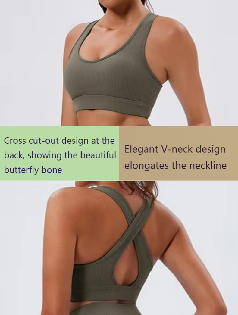 V-neck Sports Bra Olive Green XS, S, M, L Limited numbers, please ask before purchase (coming soon)